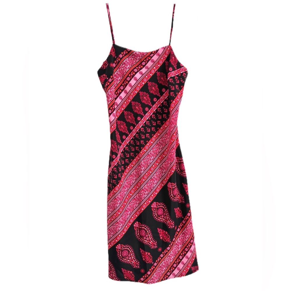 Vintage 90’s / Early 2000’s Pink & Black Patterned Dress